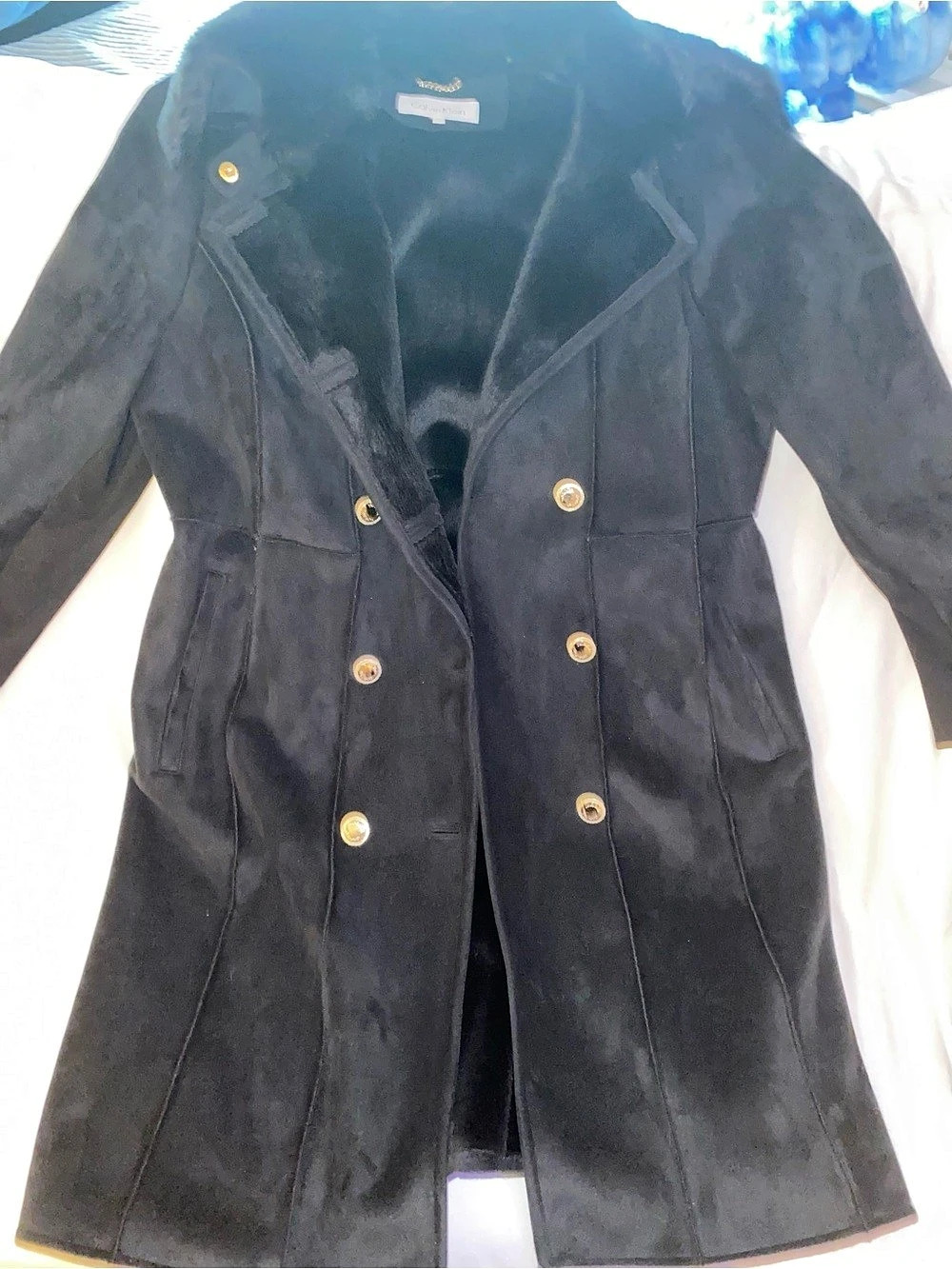 Calvin Klein Double-Breasted Black Coat Size XL